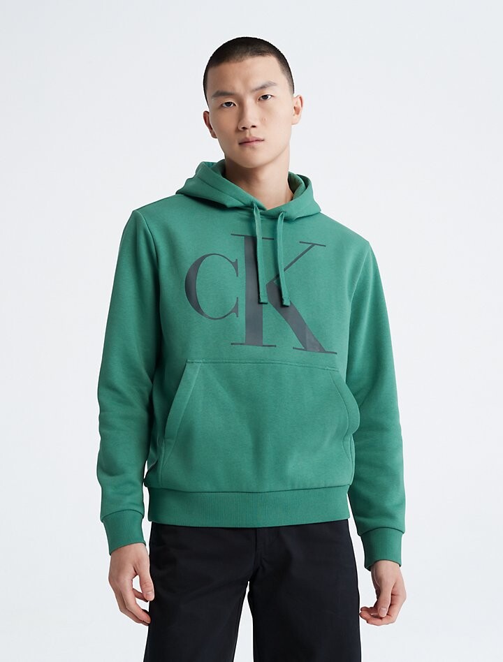 

Толстовка худи Calvin Klein Monogram Logo Fleece, зеленый