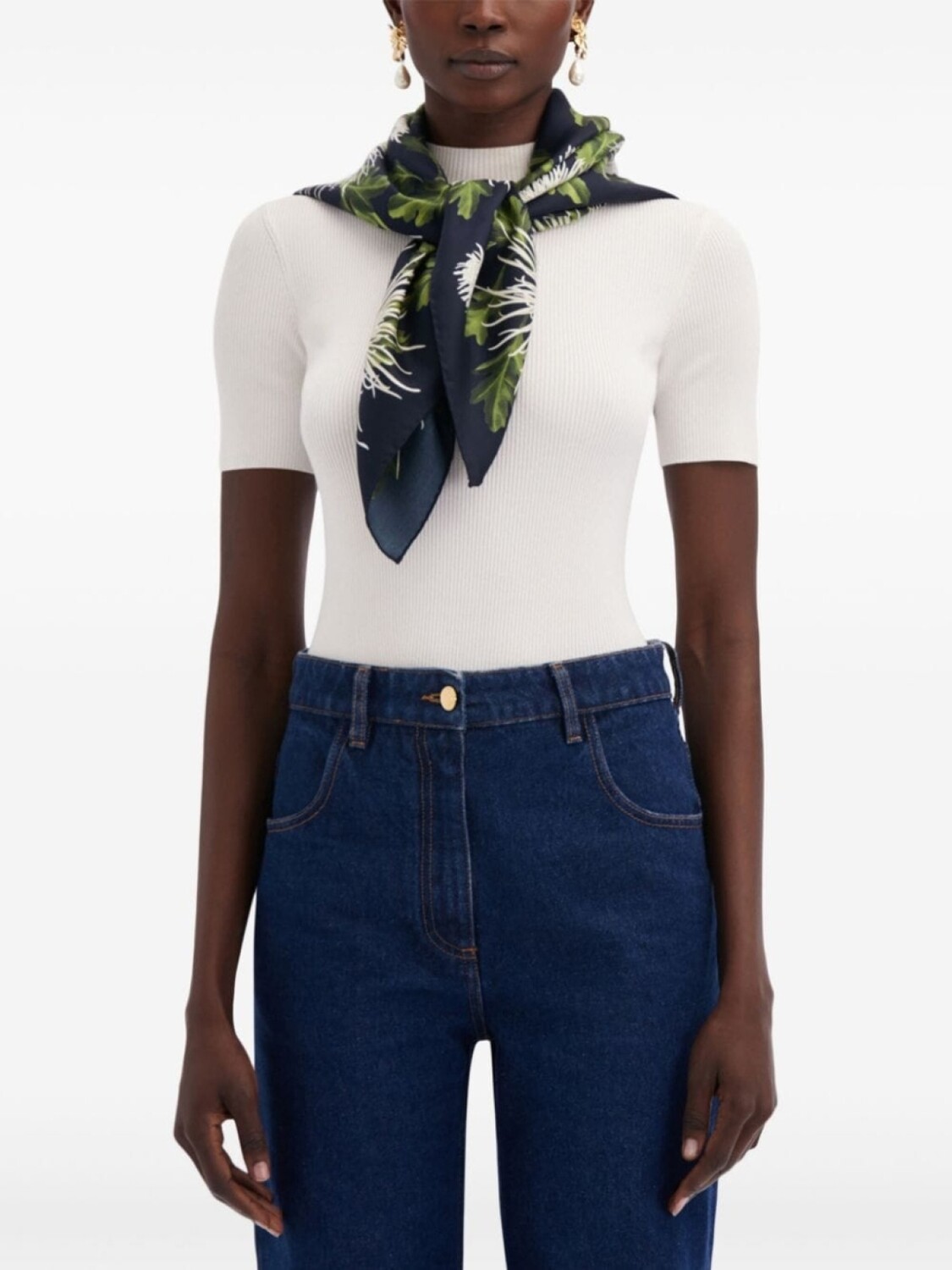 

Oscar de la Renta шелковый платок Chrysanthemum, синий