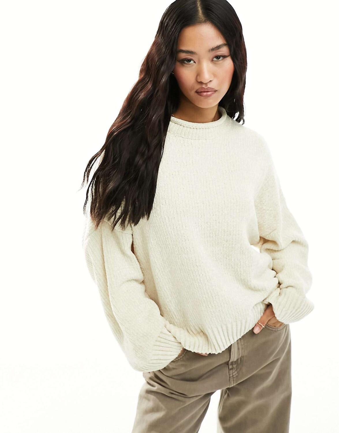 

Джемпер из синели Pull&Bear цвета экрю