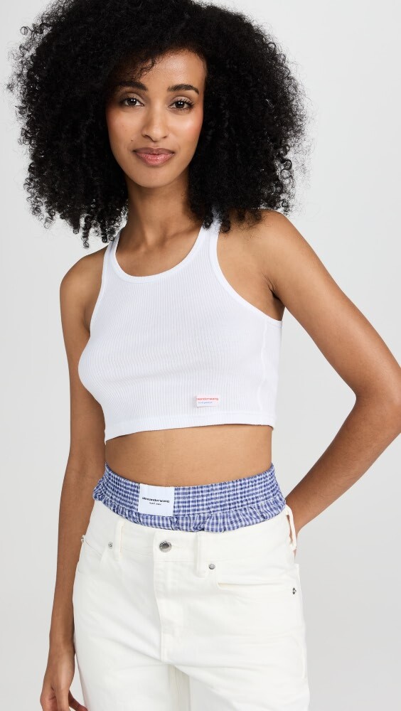 

Майка Alexander Wang Womens Cropped Classic Racer, белый