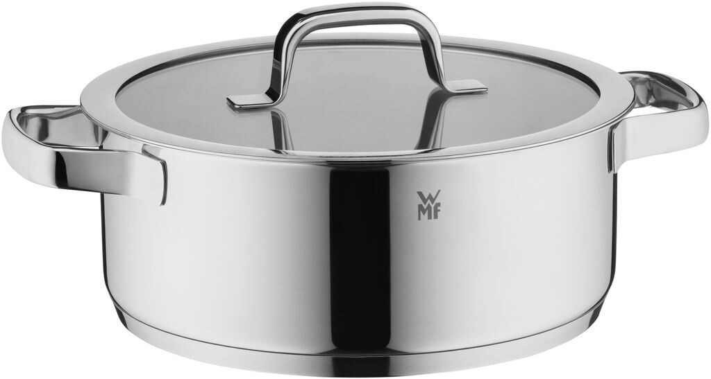 

Кастрюля WMF Compact Cuisine, большая 24 см, стеклянная крышка, индукционная жаровня 4,1 л, полированная нержавеющая сталь Cromargan, внутренняя шкала, штабелируемая, без покрытия