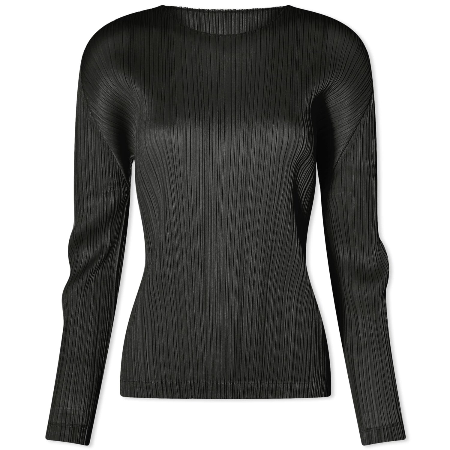 Блузка Pleats Please Issey Miyake Long Sleeve Pleats Crew, черный