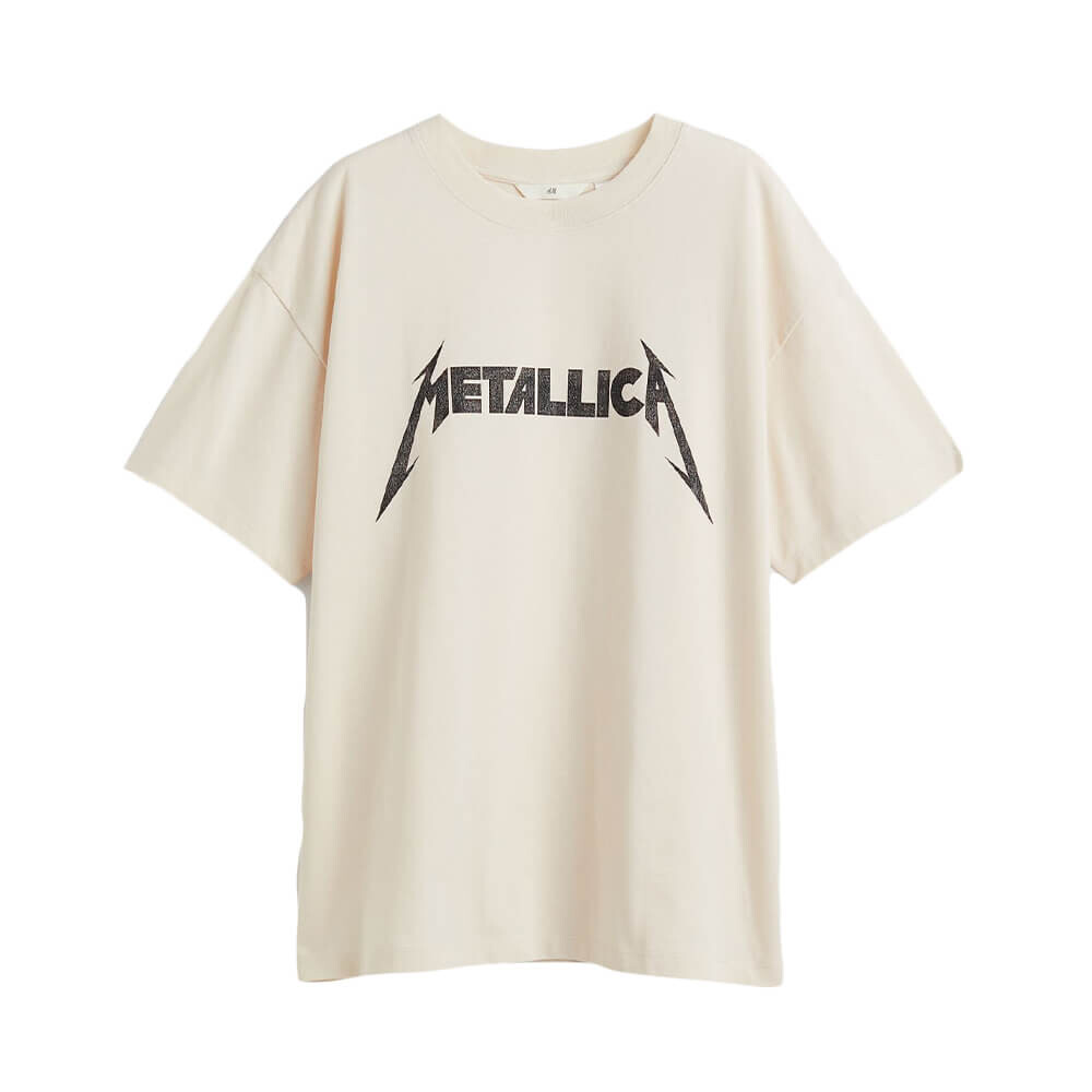 

Футболка H&M Oversized Metallica, светло-бежевый