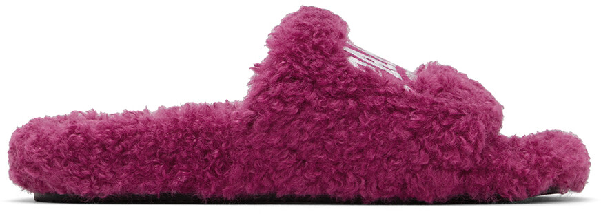 

Розовые мохнатые шлепанцы Cities Balenciaga