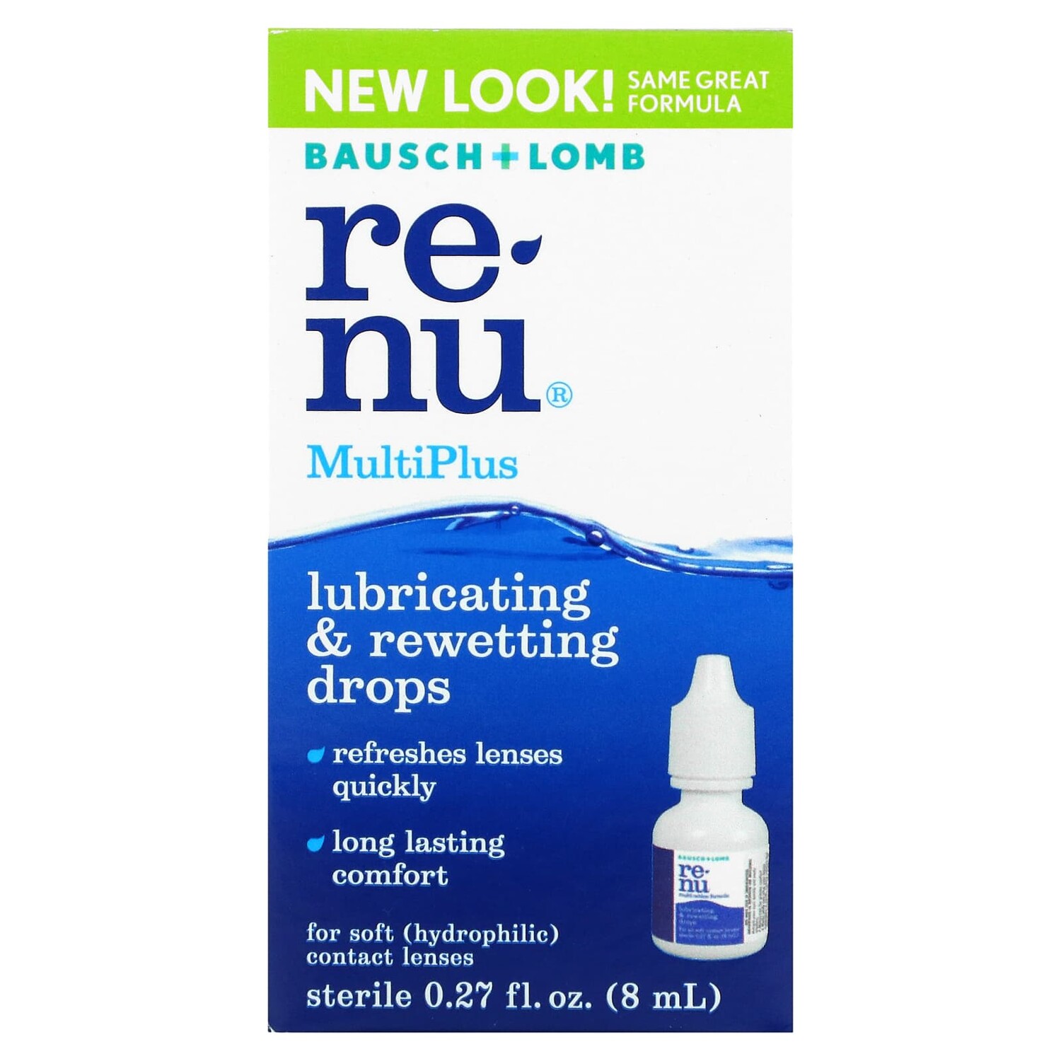 

MultiPlus, смазывающие и увлажняющие капли, 8 мл (0,27 жидк. унции) Renu