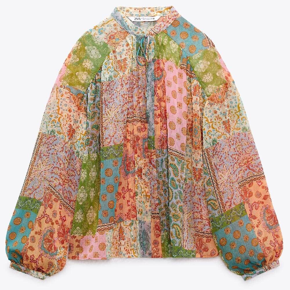 

Блузка Zara Patchwork Print, мультиколор