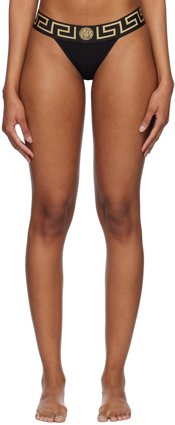 

Черные стринги с каймой Greca Versace Underwear