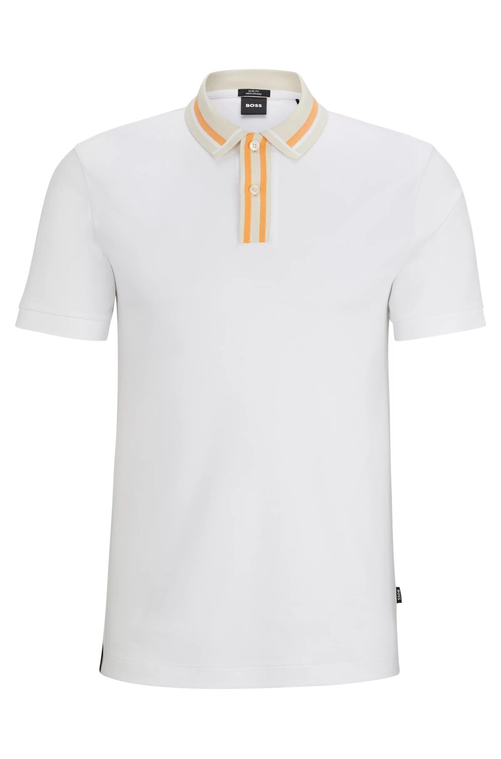 

Футболка поло Boss Mercerized-cotton Slim-fit With Contrast Stripes, белый