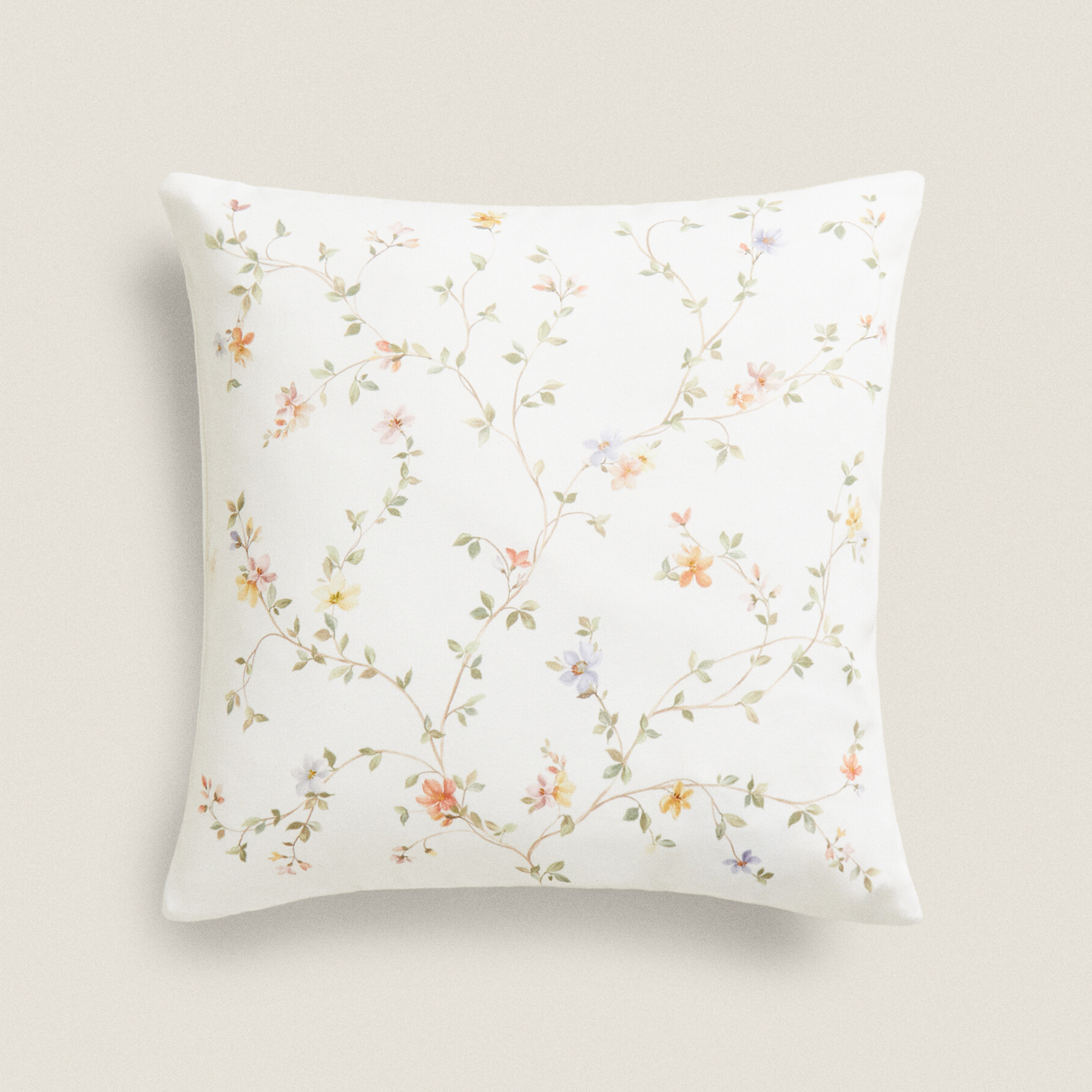 Чехол для подушки Zara Home Floral Print, кремово-белый
