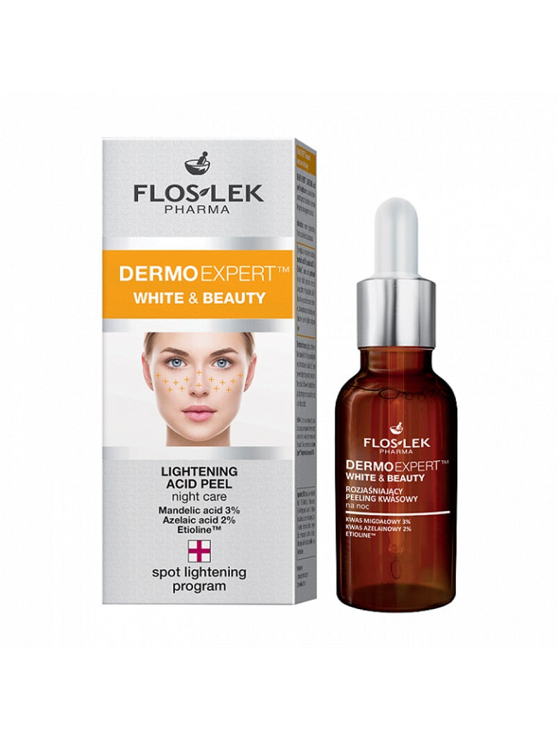 

Floslek Dermo Expert White & Beauty осветляющий кислотный пилинг на ночь 30мл