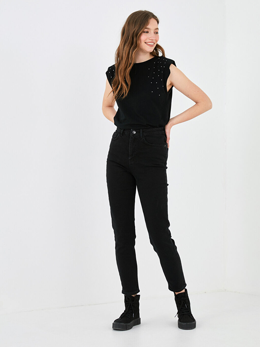 

Зауженные женские джинсы Rodeo с высокой талией и карманами LCW Jeans