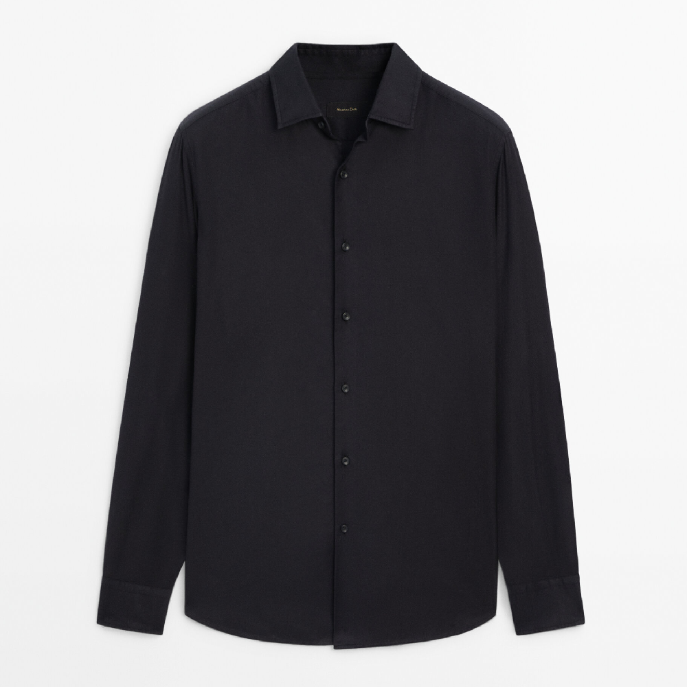 Рубашка Massimo Dutti Slim-fit Soft Touch Twill, темно-синий
