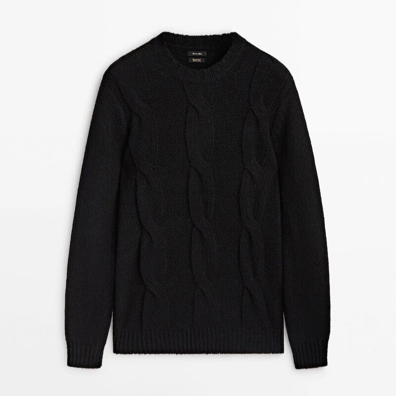 

Свитер Massimo Dutti Twisted Cable-Knit, черный