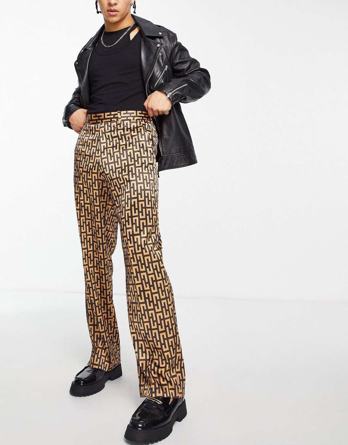 

Широкие элегантные брюки с геопринтом ASOS DESIGN, Коричневый