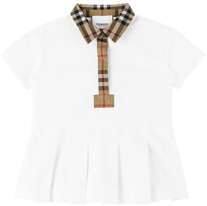 

Белое платье в винтажную клетку Baby Baby Burberry