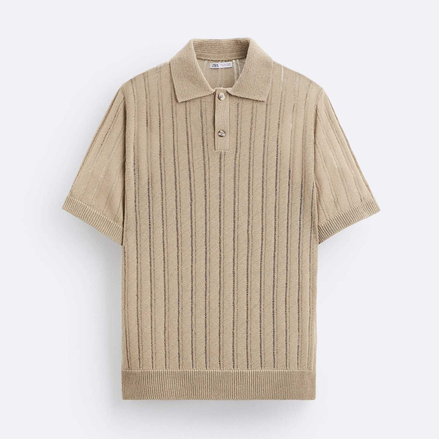 

Футболка-поло Zara Ribbed Knit Polo, рыжевато-коричневый