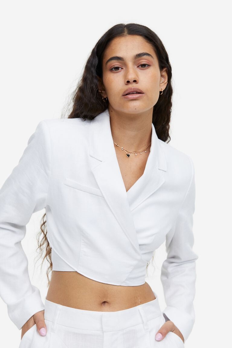 

Укороченная куртка с запахом H&M, белый