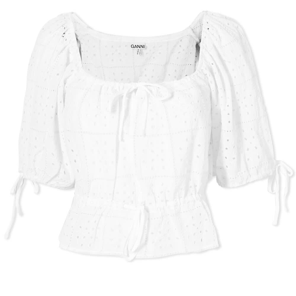 

Футболка GANNI Light Broderie Anglaise Crop Top, Коричневый