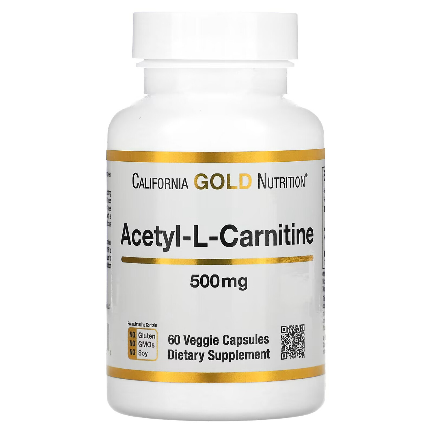 

California Gold Nutrition, ацетил-L-карнитин 500 мг, 60 капсул