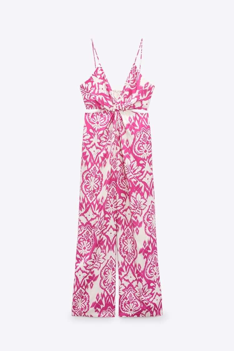 

Комбинезон Zara Printed Strappy, розовый/белый