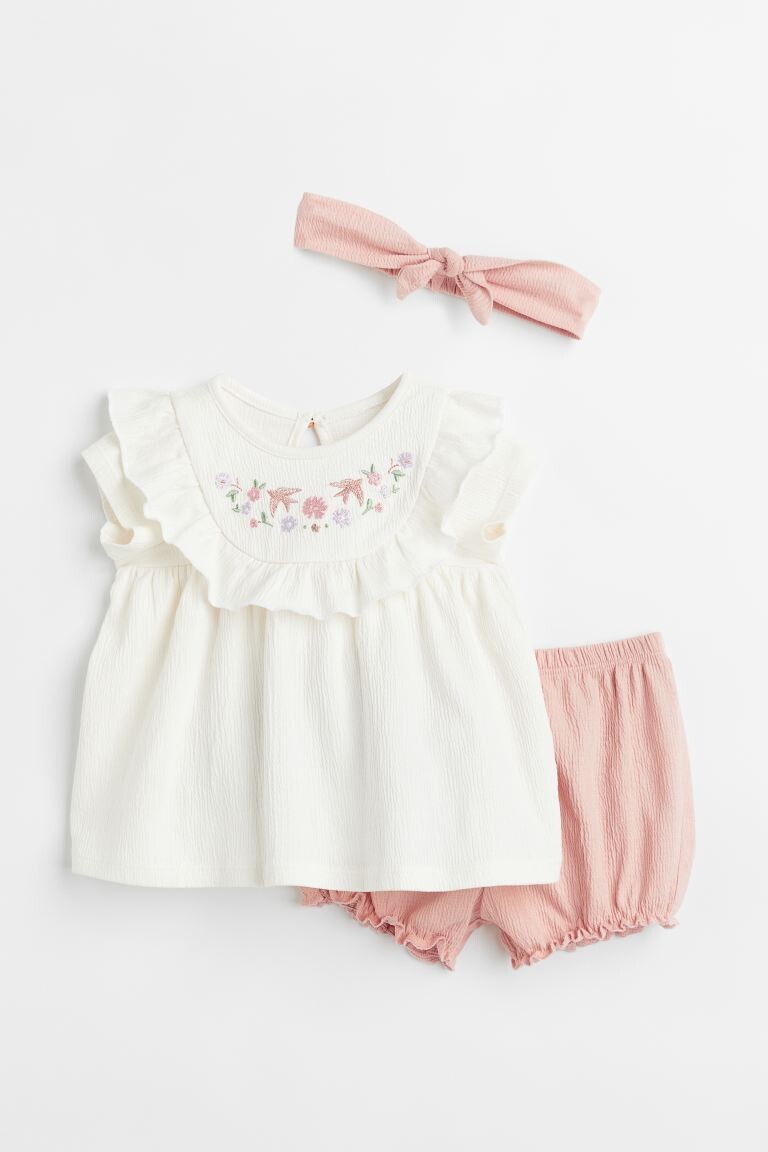 

Хлопковый комплект из 3 предметов H&M, белые цветы