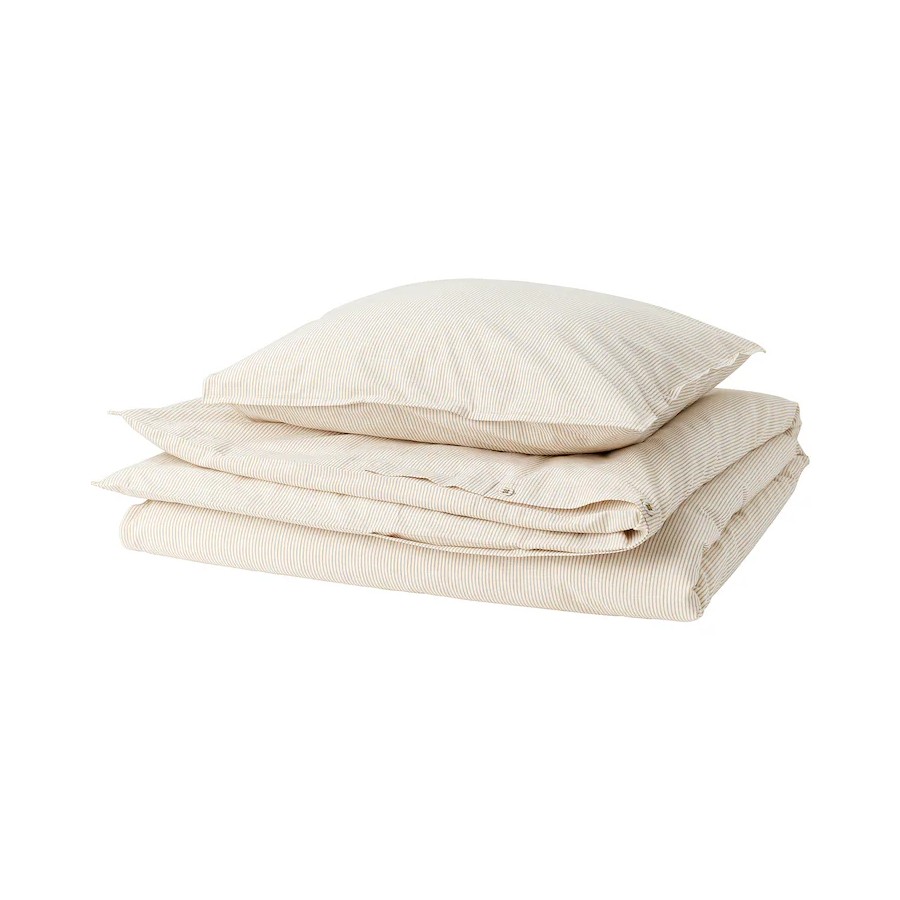 комплект постельного белья ikea bergpalm серый Комплект постельного белья Ikea Bergpalm, 2 предмета, 150x200/50x60 см, желтый/белый
