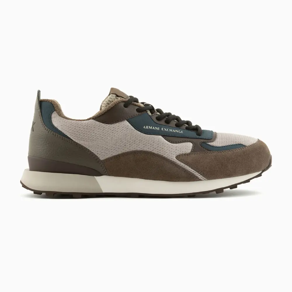 

Кроссовки Armani Exchange Mesh Suede Blend Color Block Logo, коричневый