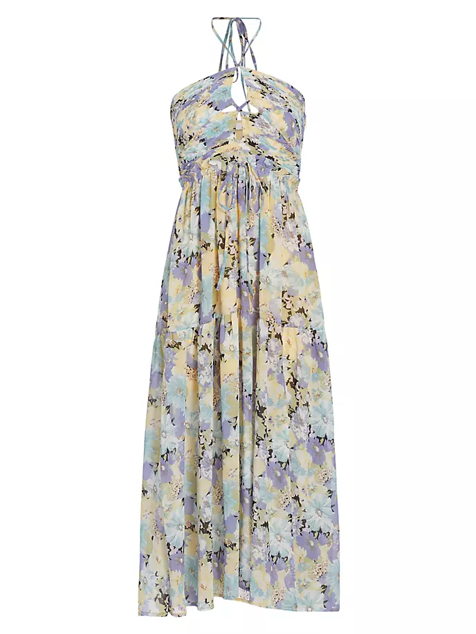 

Платье миди с цветочным принтом Rozina Astr The Label, цвет blue green floral