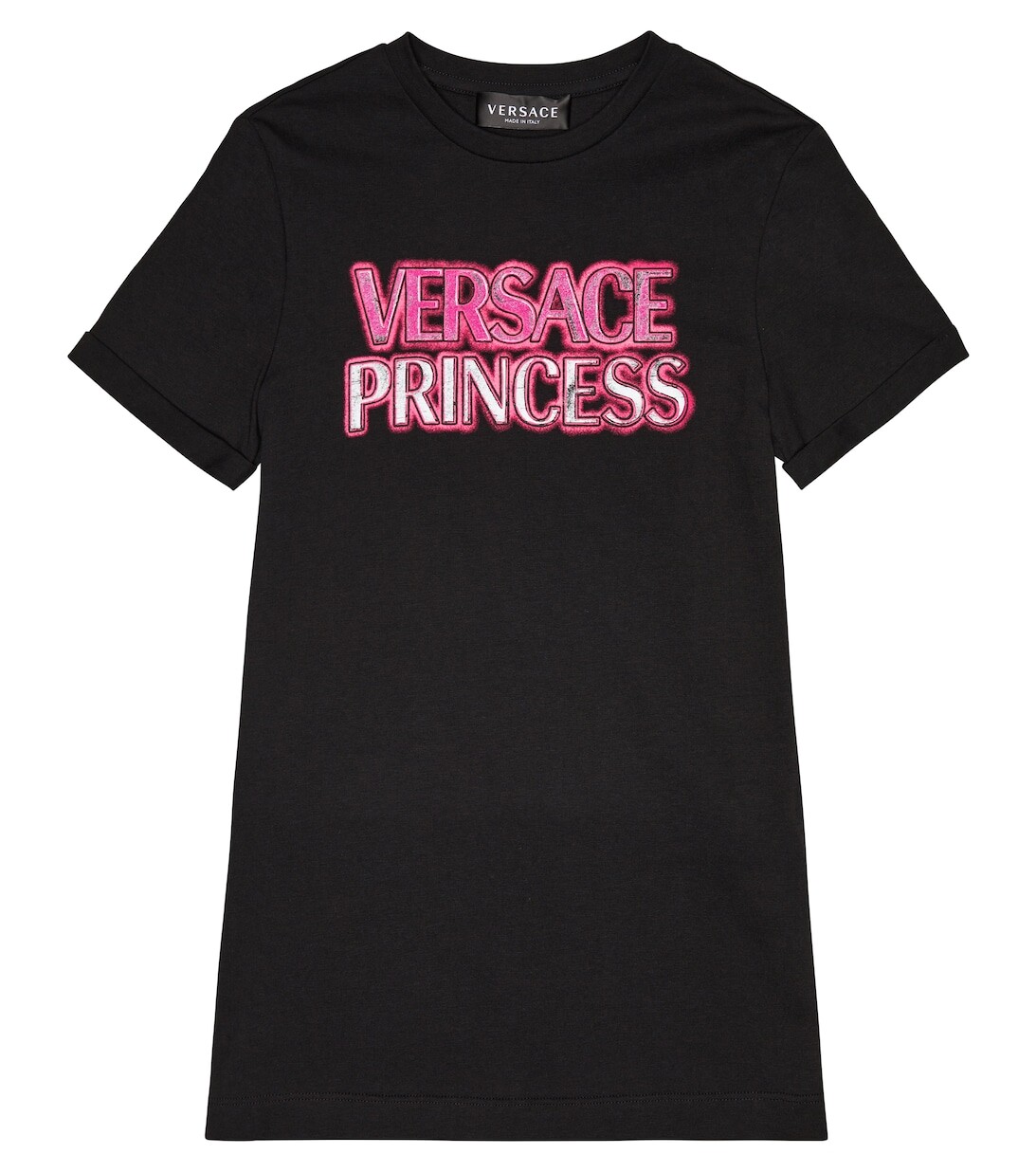 

Хлопковое мини-платье-футболка с логотипом Versace, черный