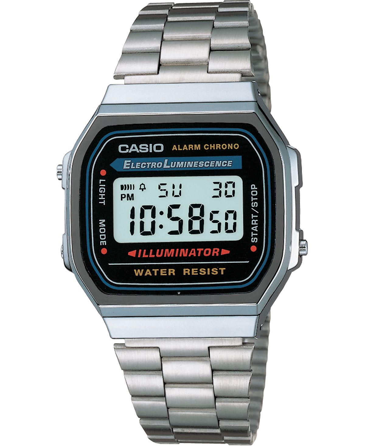Унисекс цифровые часы-браслет из нержавеющей стали 32 мм Casio, черный