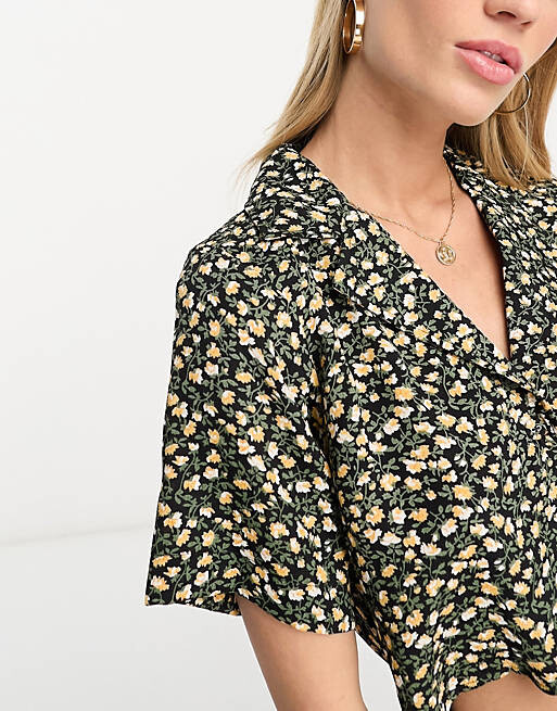 

Желтый комбинезон-рубашка 2 в 1 ASOS DESIGN с цветочным принтом
