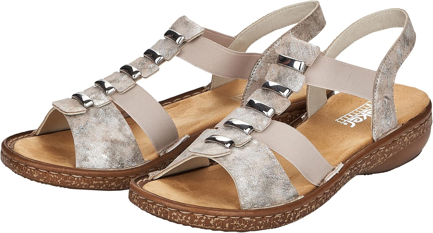 

Сандалии на плоской подошве 62850 Regina 50 Rieker, цвет Rose/Metallic