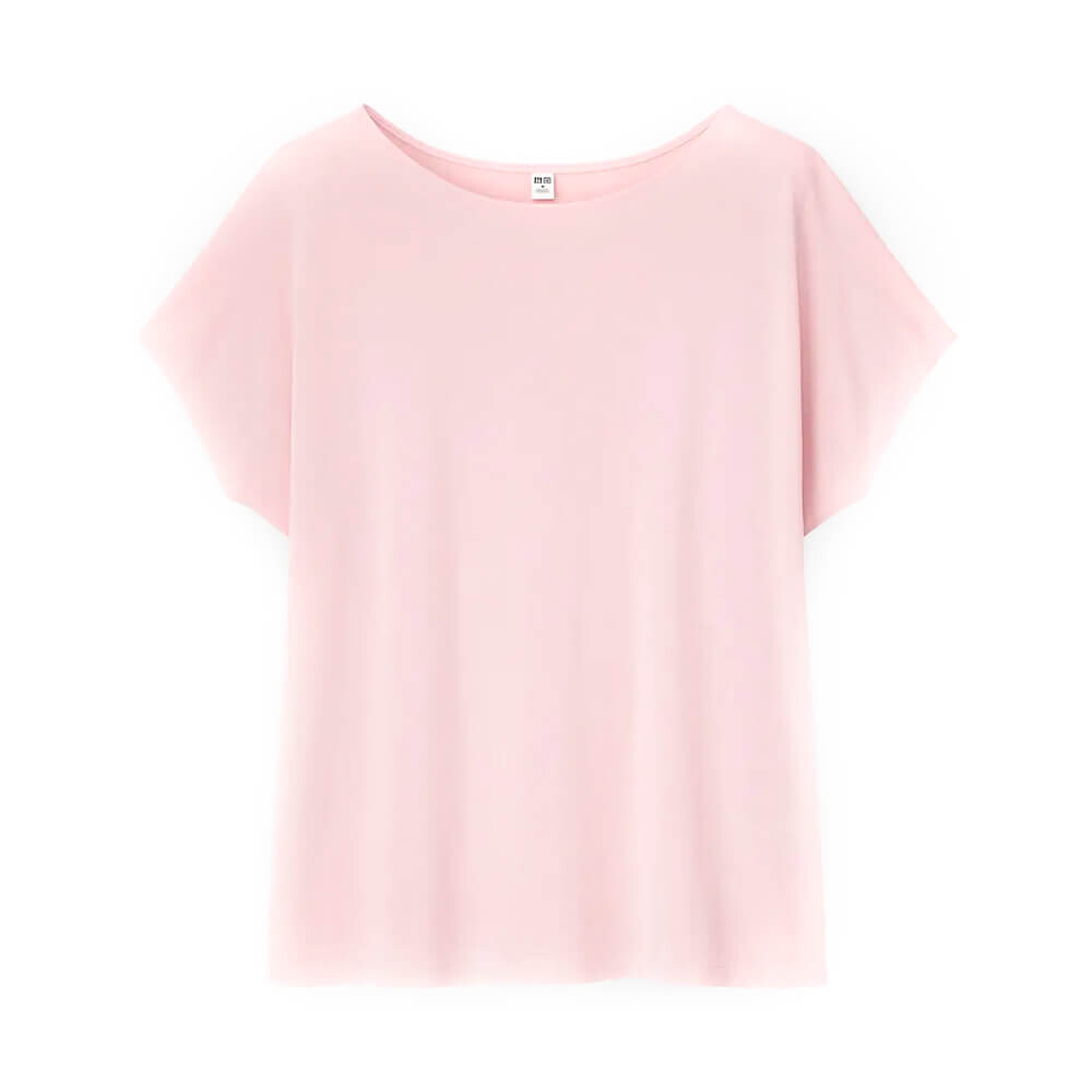

Футболка Uniqlo Drape Boat Neck, розовый