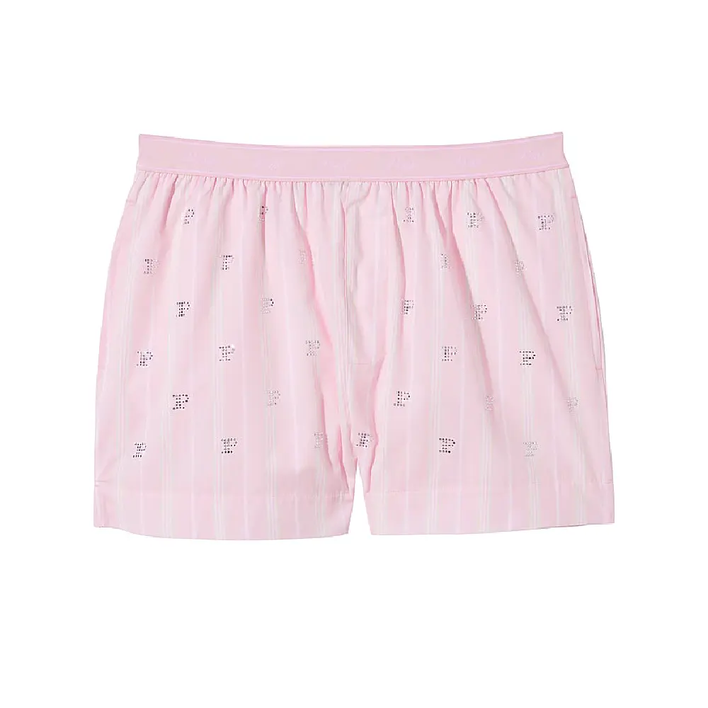 

Пижамные шорты Victoria's Secret Pink Cotton Cotton Poplin Boxer, розовый