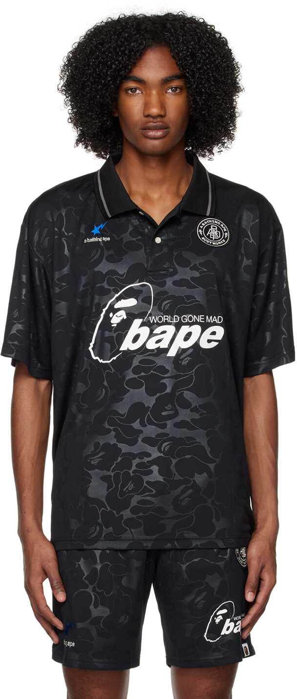 

Черное футбольное поло BAPE