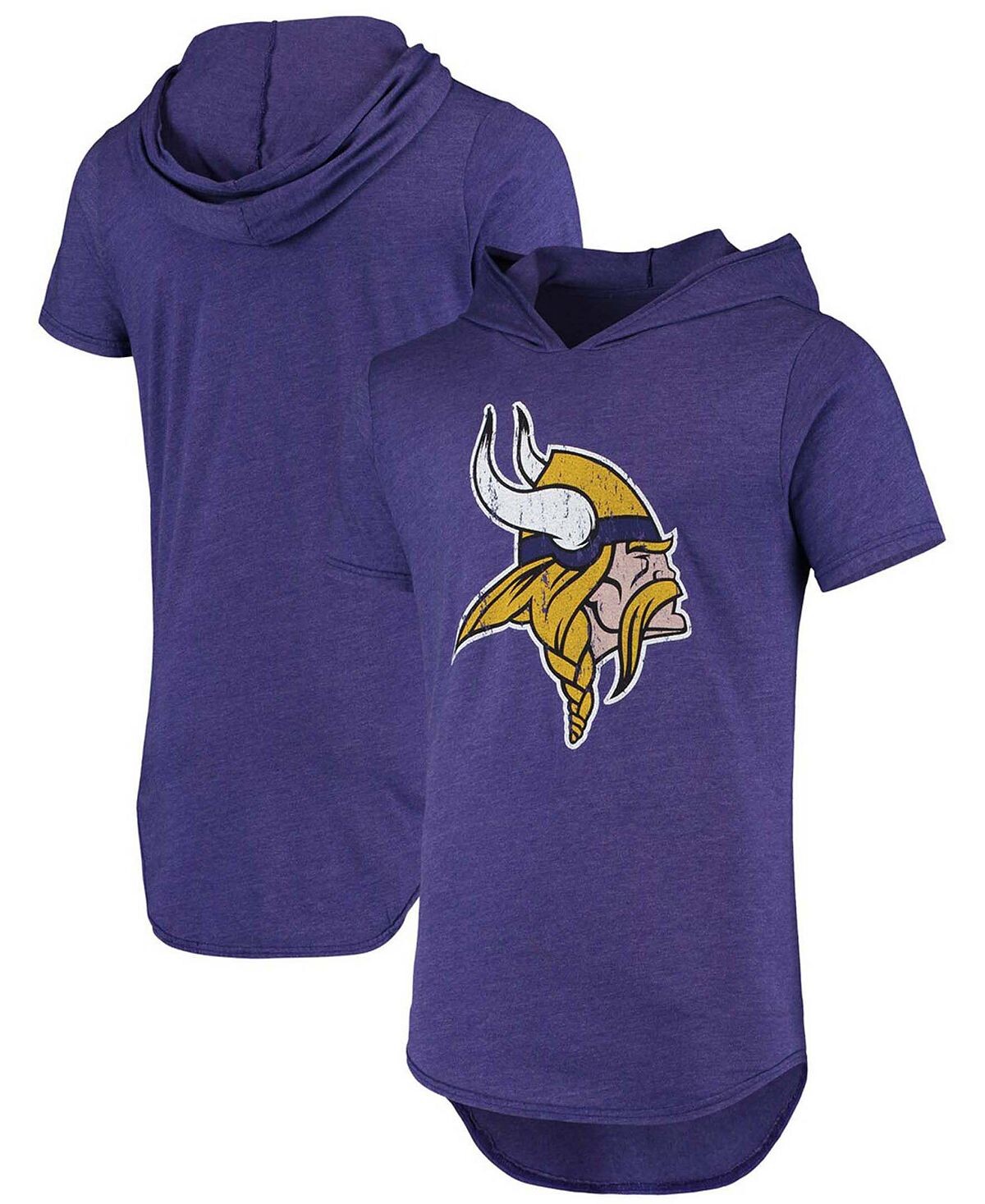 

Мужская фиолетовая футболка с капюшоном minnesota vikings primary logo tri-blend Majestic, фиолетовый