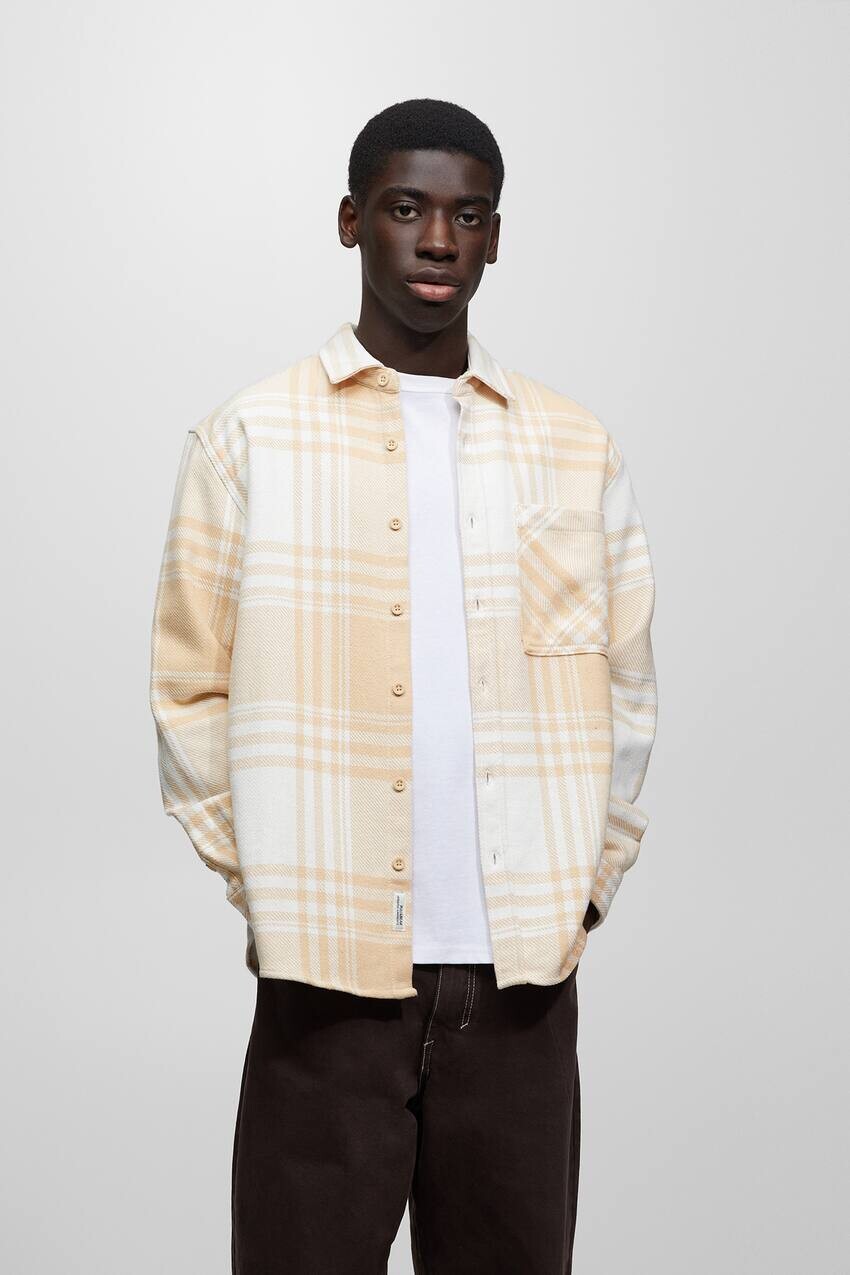 

Фланелевая рубашка в клетку Pull&Bear, апельсин