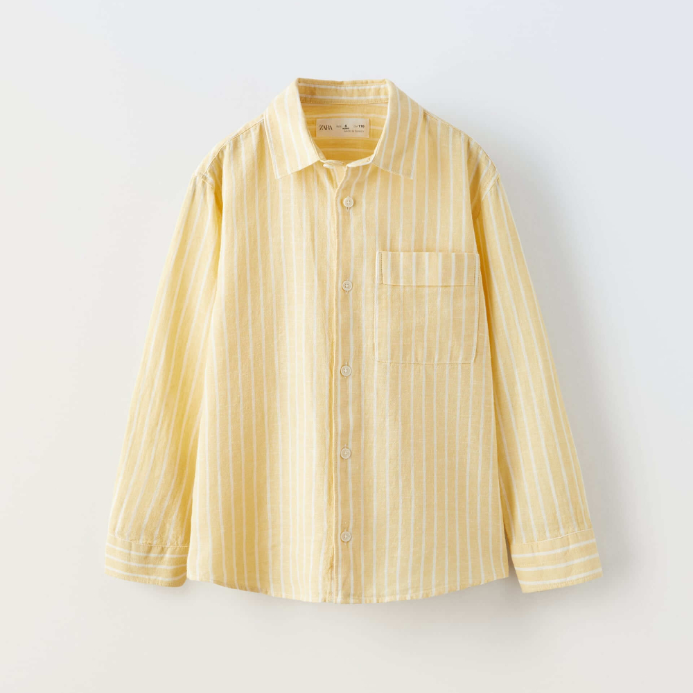 Рубашка Zara Linen, ванильный рубашка zara oversized linen белый