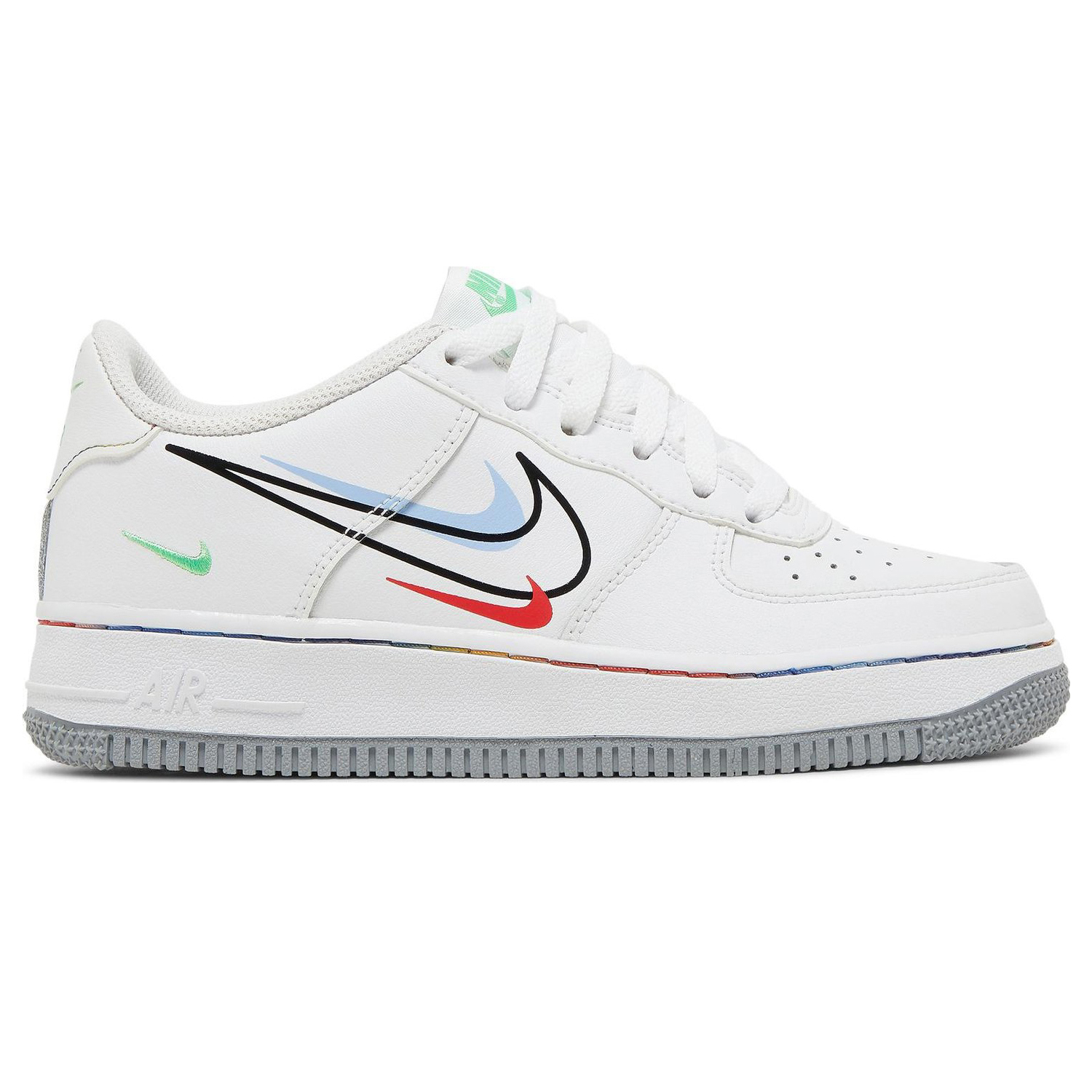Кроссовки Nike Air Force 1 Low GS 'Multi Swoosh', белый original authentic nike air force 1 low mini swoosh men s skateboarding shoes sport outdoor sneakers 2018 new arrival 823511 603
