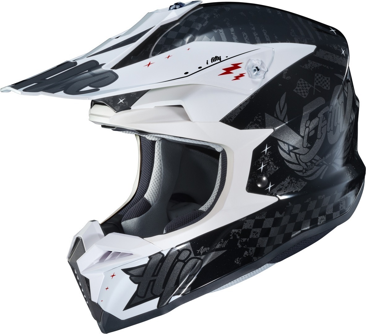 Шлем HJC i50 Artax для мотокросса, черный/серебристый/белый шлем hjc i50 tona для мотокросса черный красный