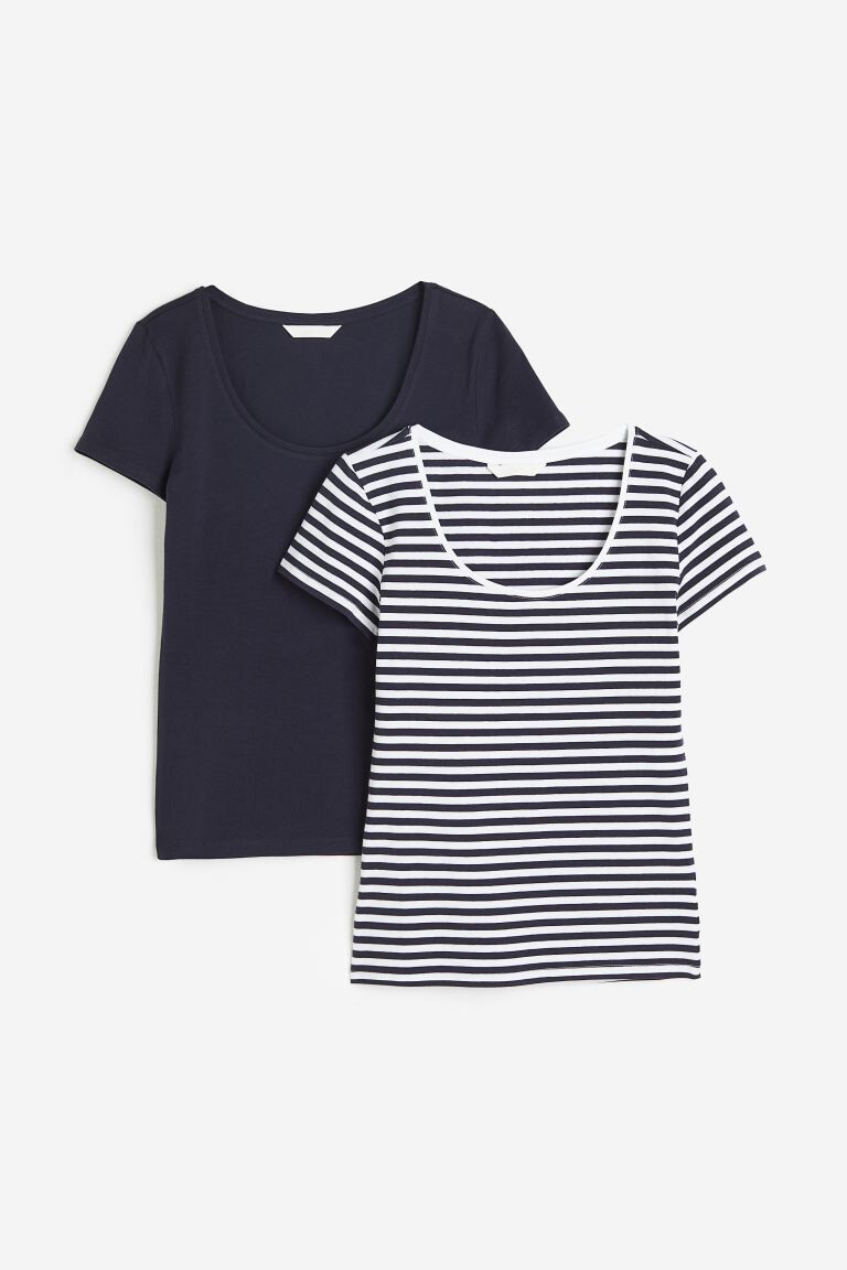 

2 комплекта топов из джерси H&M, темно-синий/полосатый