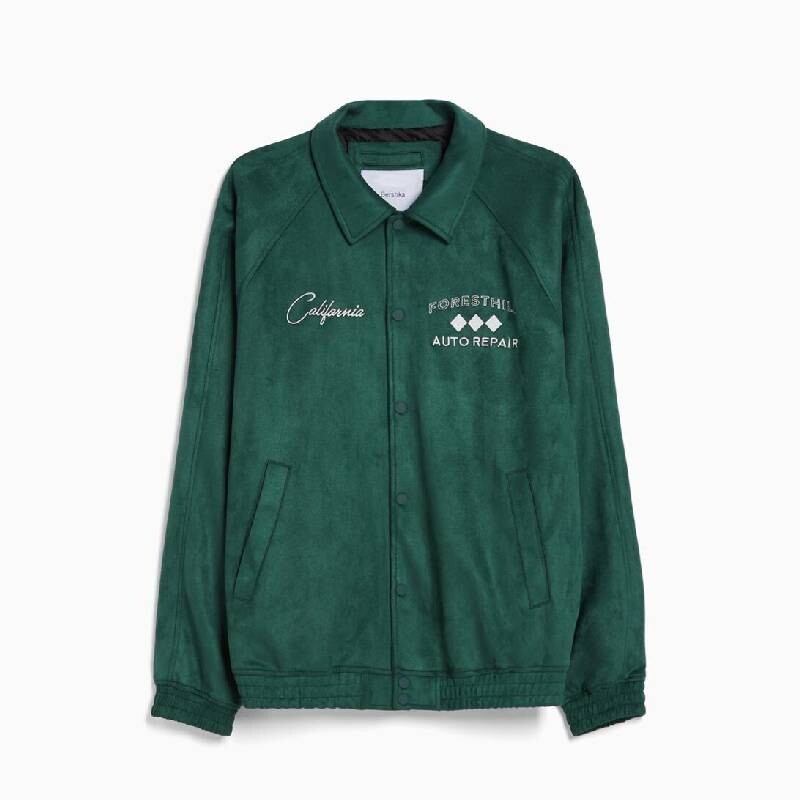

Куртка из искусственной замши Bershka Embroidered Faux Suede, зеленый