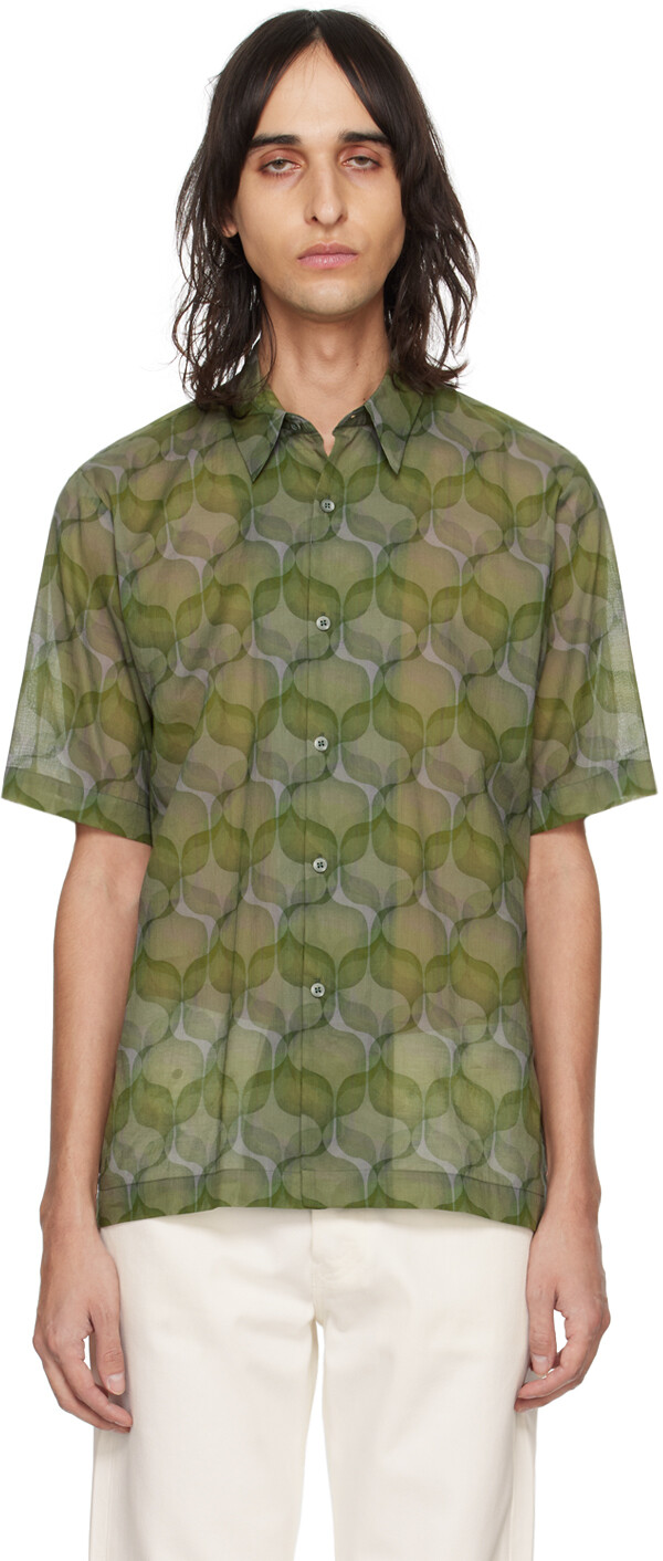 

Зеленая рубашка с графическим рисунком Dries Van Noten, цвет Green