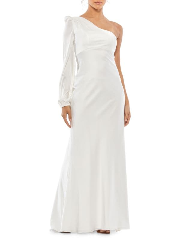 Атласное платье на одно плечо Mac Duggal White