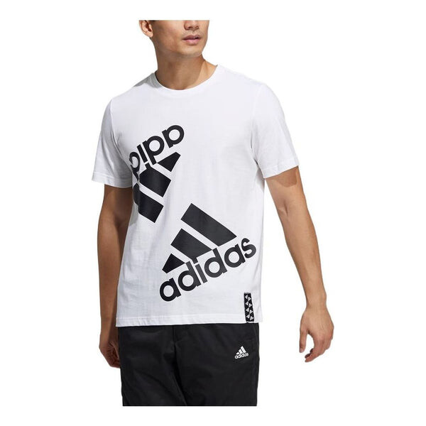 

Футболка Adidas Contrasting Colors Large Logo Printing Sports Gym Round Neck Short Sleeve White, Белый