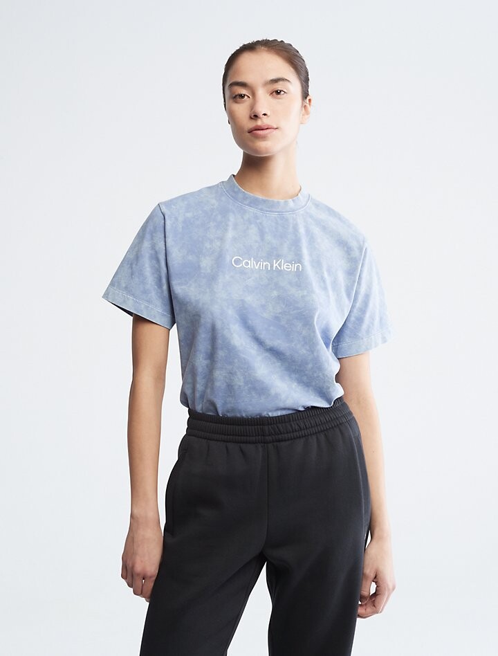 

Стандартная футболка свободного кроя с логотипом Sponge Wash Calvin Klein, синий