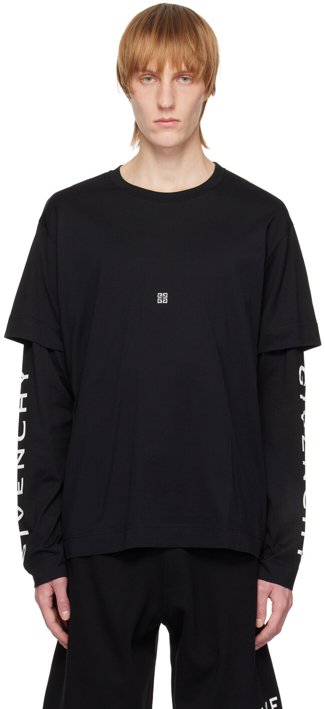 

Черная двухслойная футболка с длинным рукавом Givenchy, Черный