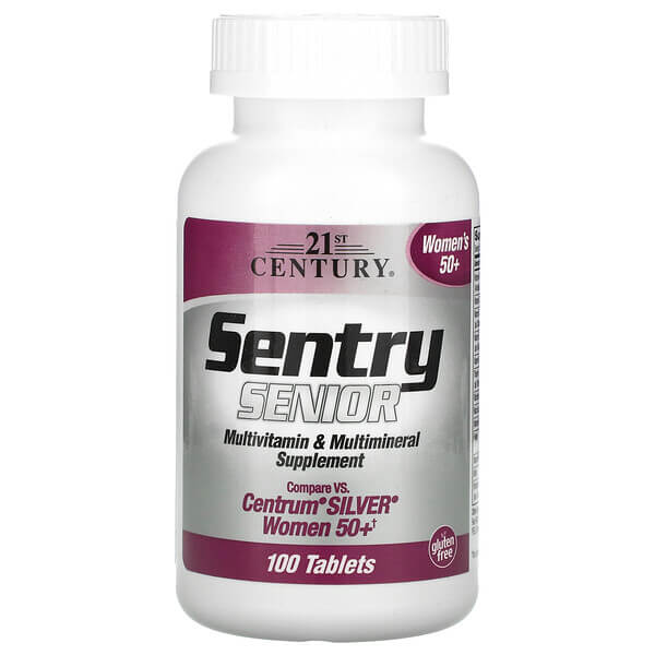 цена Sentry Senior, пищевая добавка с комплексом витаминов и минералов для женщин старше 50 лет, 100 таблеток, 21st Century