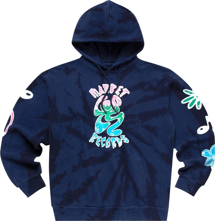 Худи Market Smiley Records Angel Sigh Hoodie 'Navy Tie Dye', синий - фото