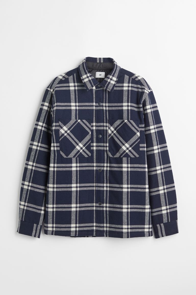 

Утепленная рубашка H&M, темно-синий/белая клетка